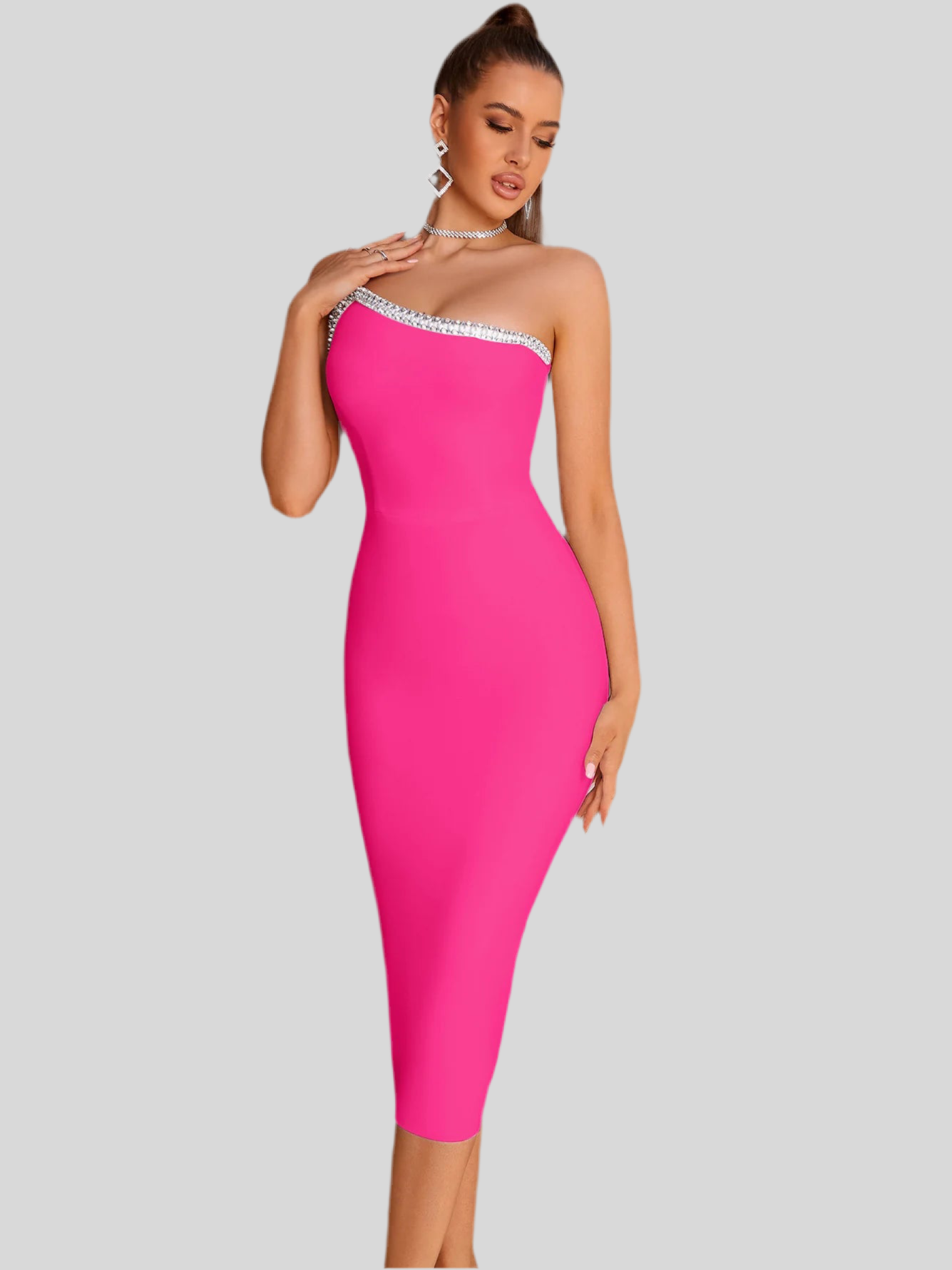 Sleeveless Diamond Bandage Dress