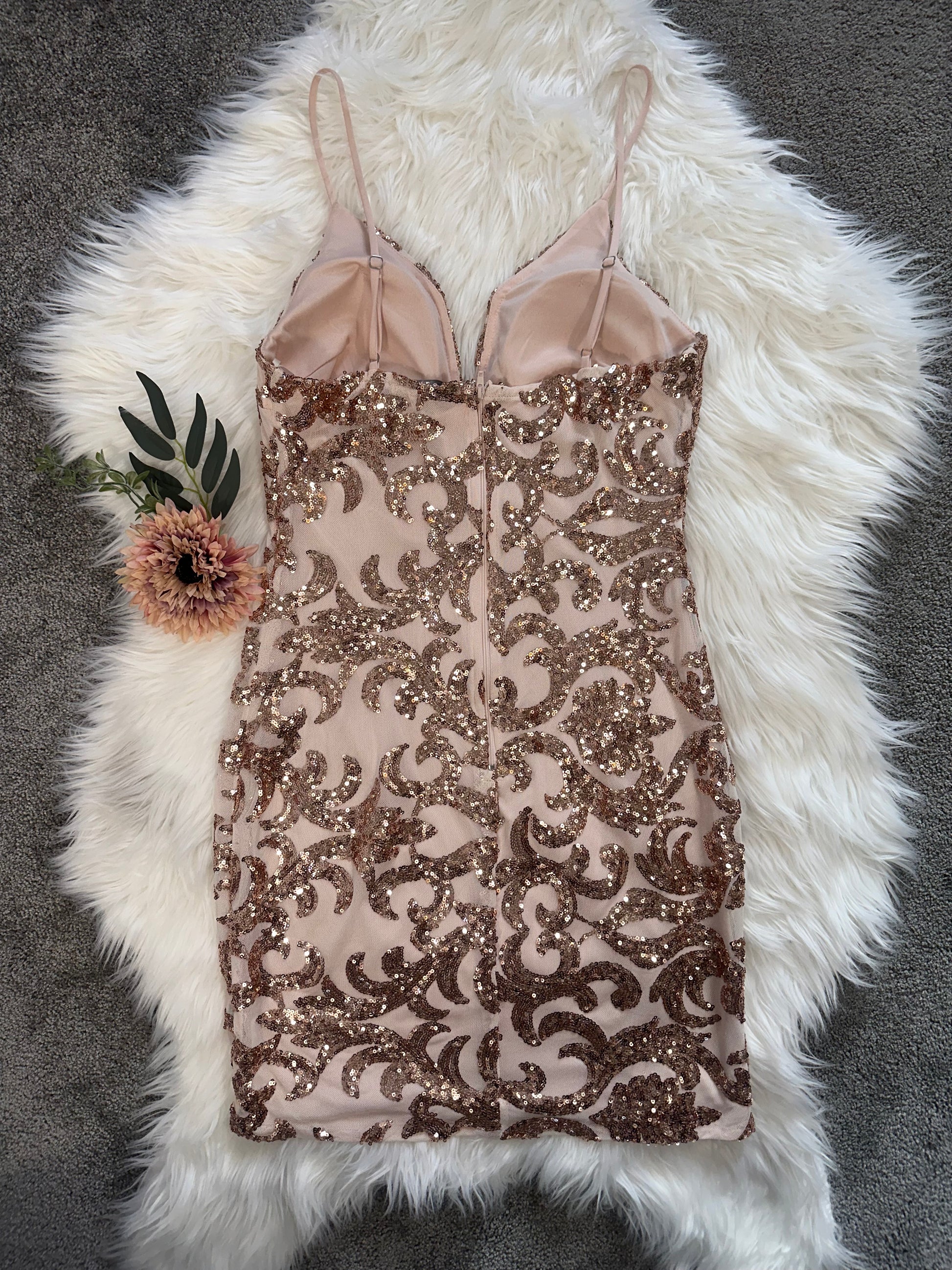 Champagne Sparkle Mini Dress