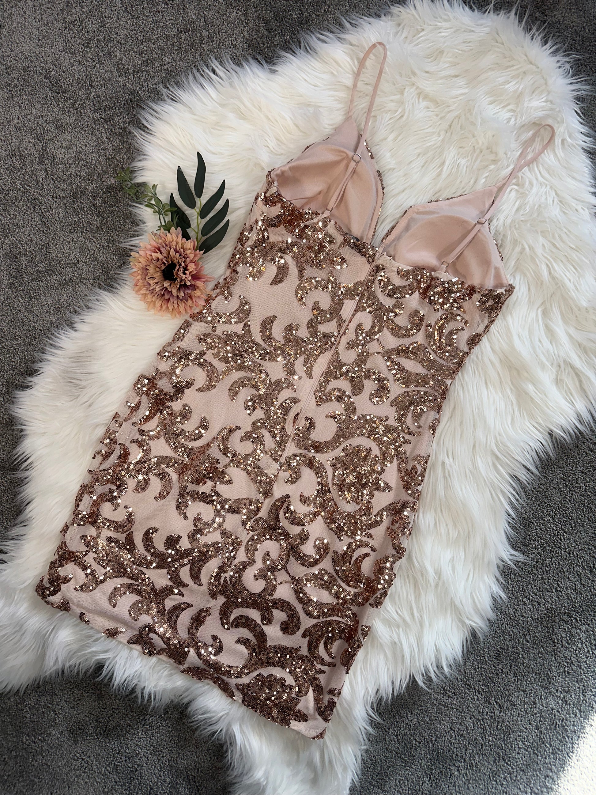 Champagne Sparkle Mini Dress