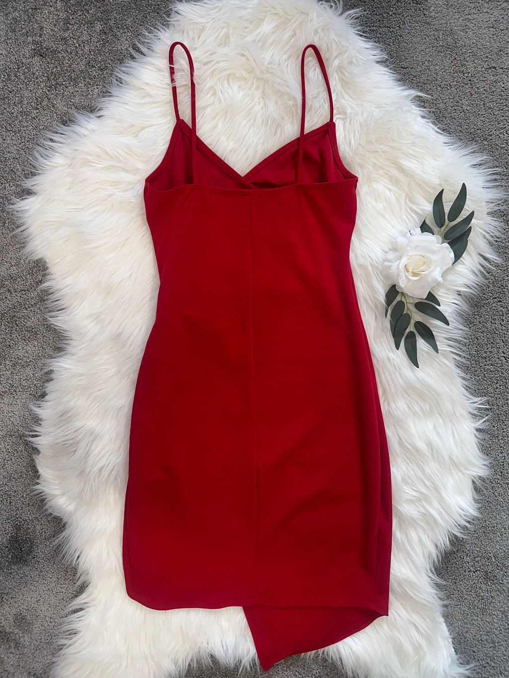 Red Side-Rouching Mini Dress