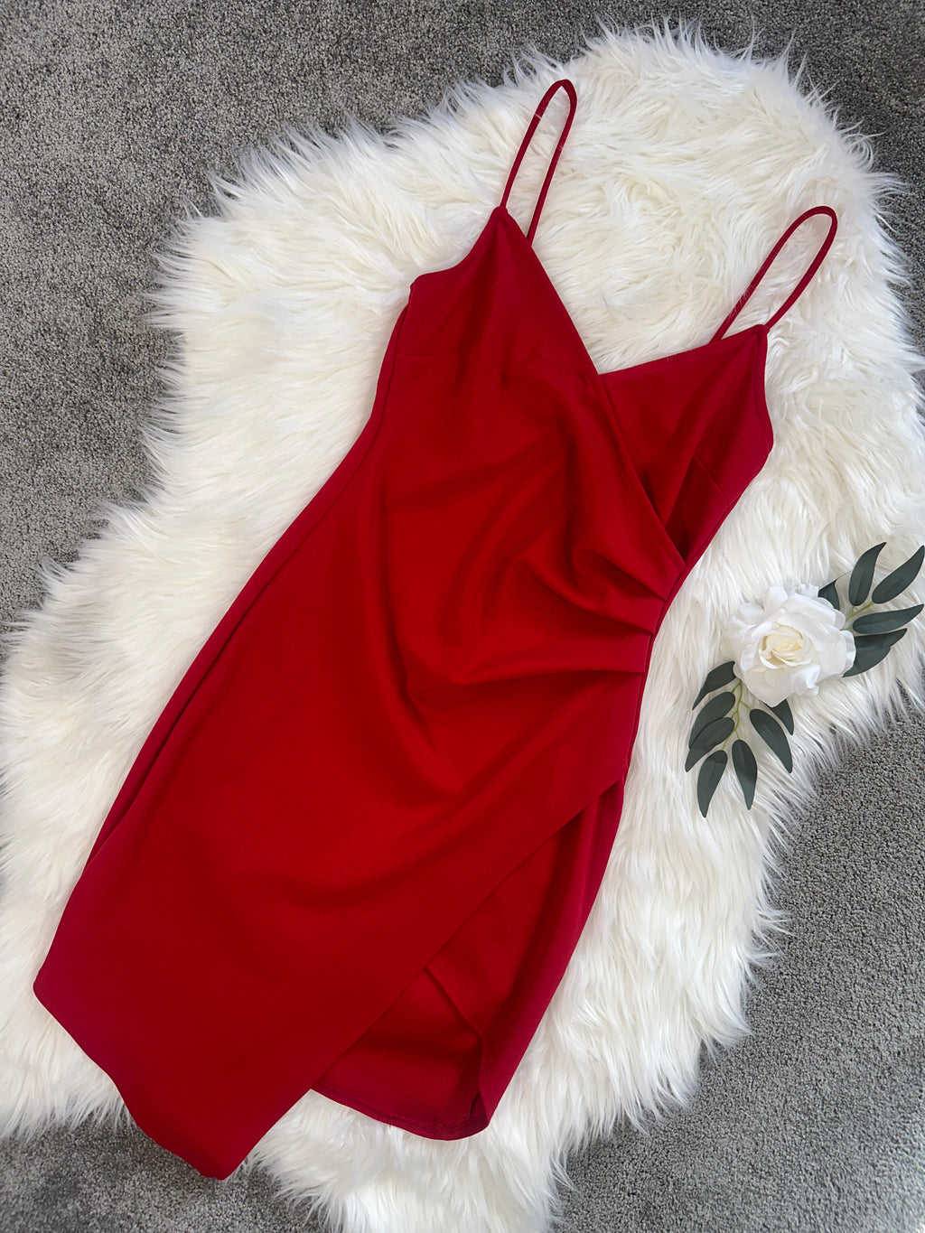 Red Side-Rouching Mini Dress