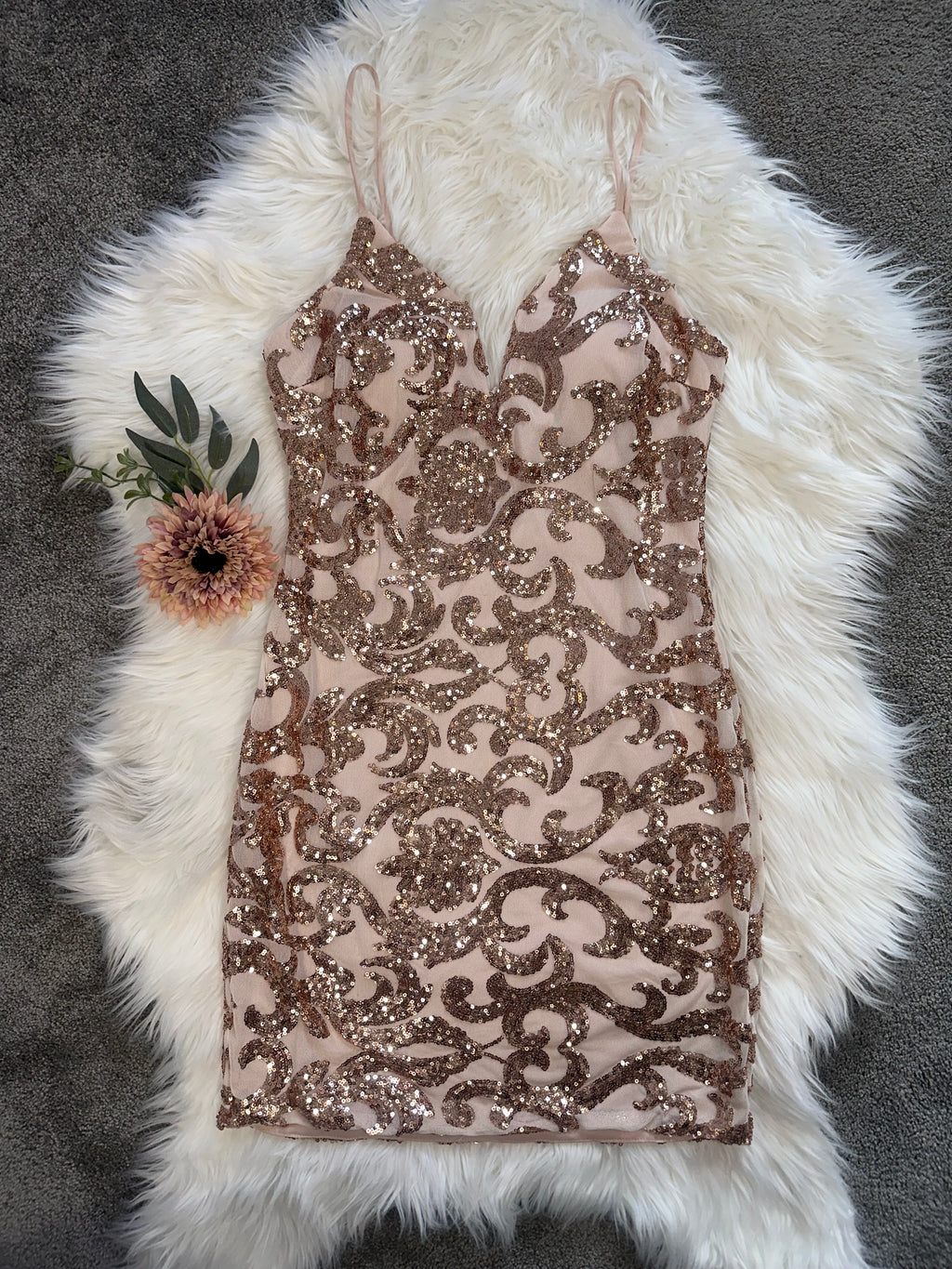 Champagne Sparkle Mini Dress