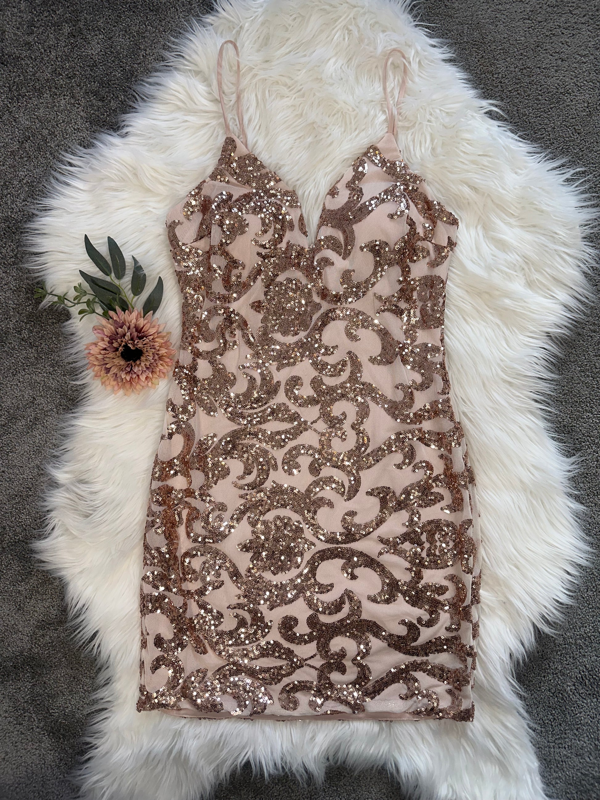 Champagne Sparkle Mini Dress