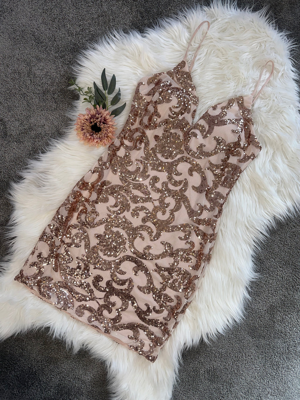 Champagne Sparkle Mini Dress