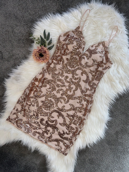 Champagne Sparkle Mini Dress