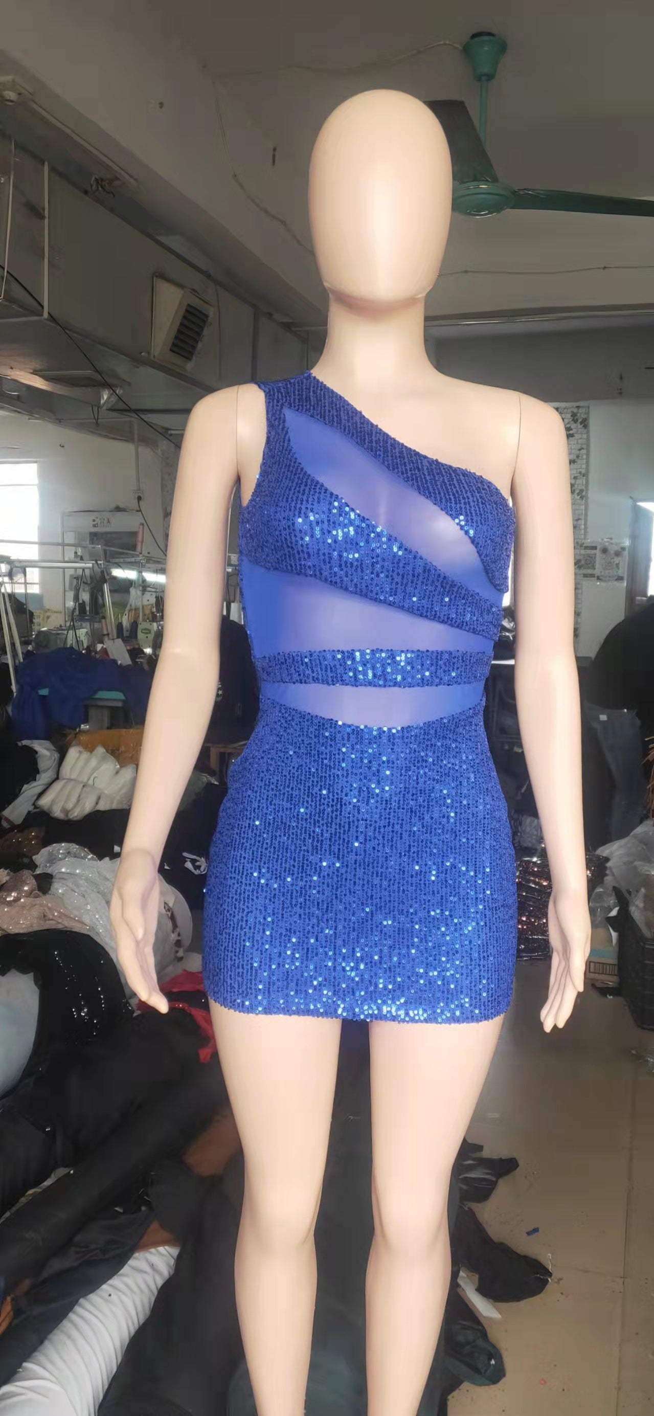 Bodycon Mesh Sequined Club Dress