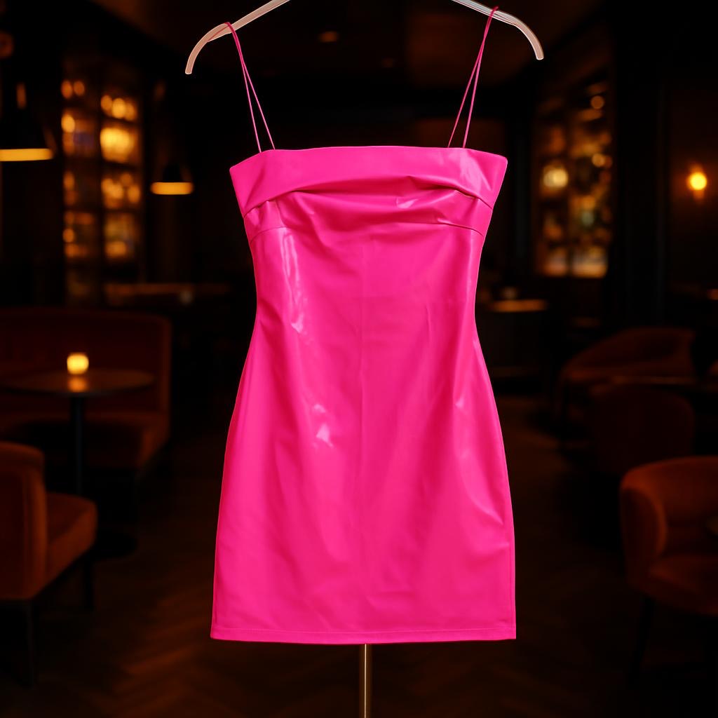 pink leather dress Leather Pink Mini – Luxely